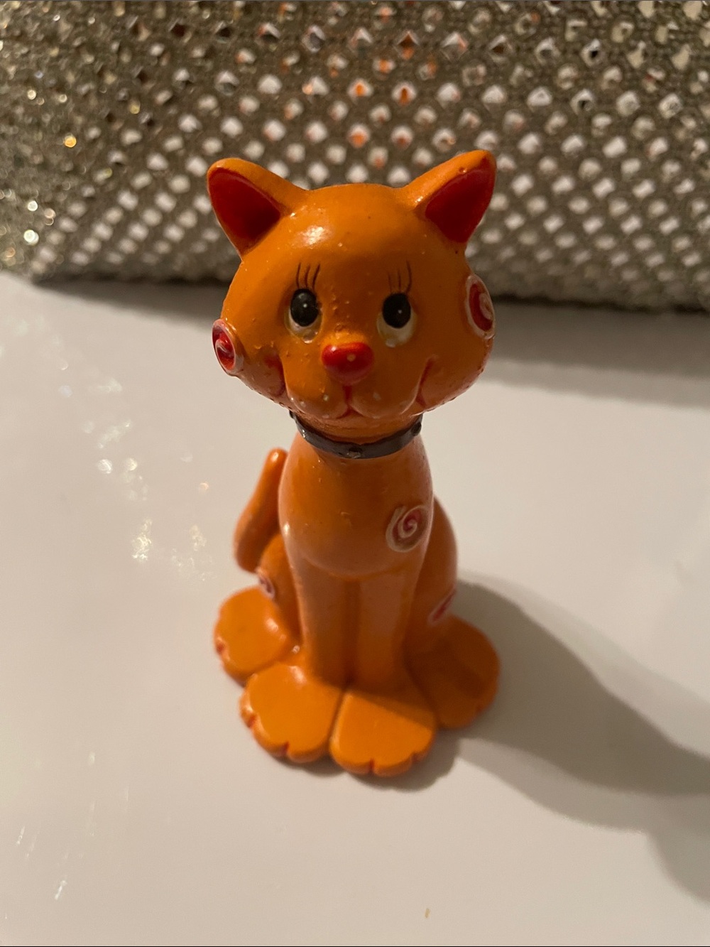 Orange Ceramic/Clay Cat Figurine